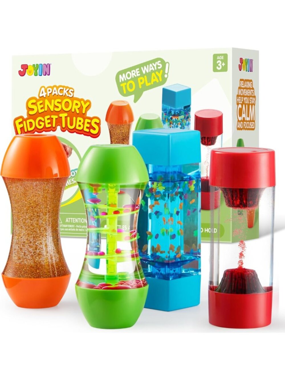 4-Pack Sensory Fidget Tubes for Kids | Stress Relief & Calming Toys for Autism